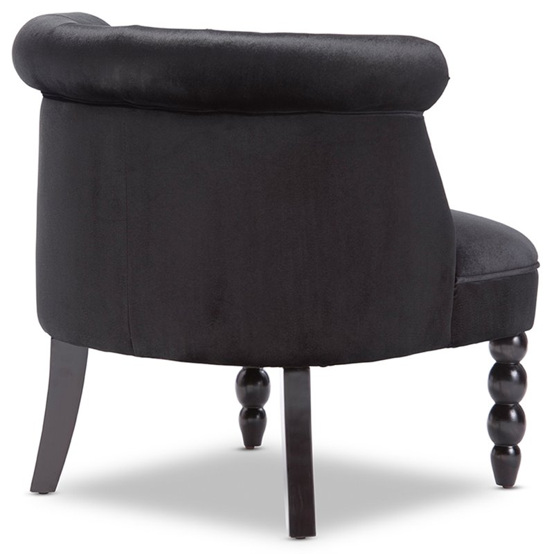 Home Square 2 Piece Solid Wood and Velvet Upholstered Accent Chair Set in Black
