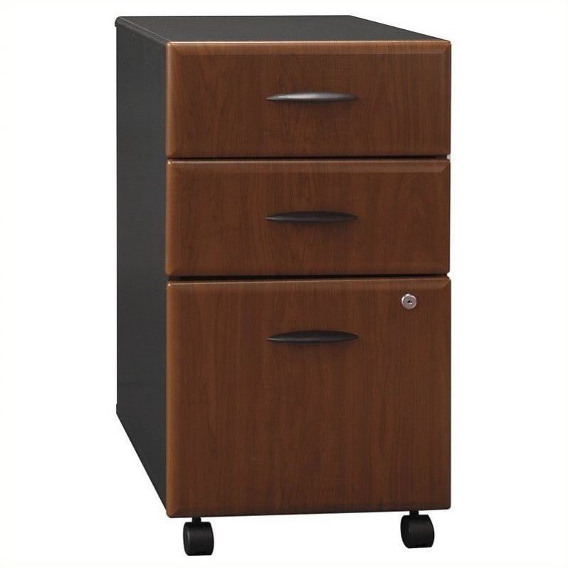 Home Square 3 Drawer Wood Mobile Filing Cabinet Set in Hansen Cherry (Set of 2)