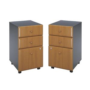 home square 3 drawer wood mobile filing cabinet set in natural cherry (set of 2)