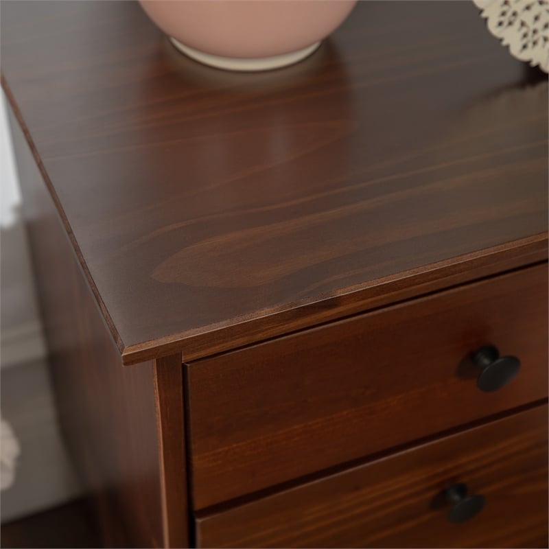Home Square 3 Drawer Solid Wood Nightstand Set in Walnut (Set of 2)