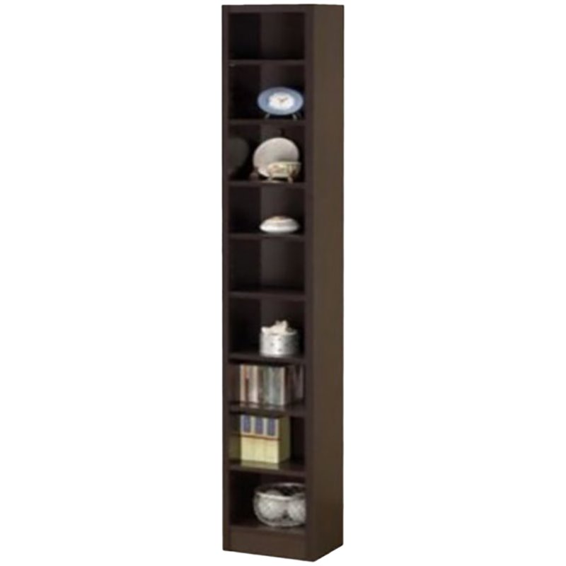 Home Square 9 Shelf Narrow Bookcase Set in Cappuccino (Set of 2)