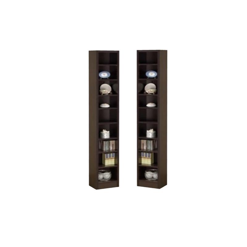Home Square 9 Shelf Narrow Bookcase Set in Cappuccino (Set of 2)