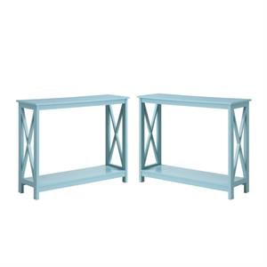 Home Square 2 Piece Wood Console Table Set in Sea Foam Green