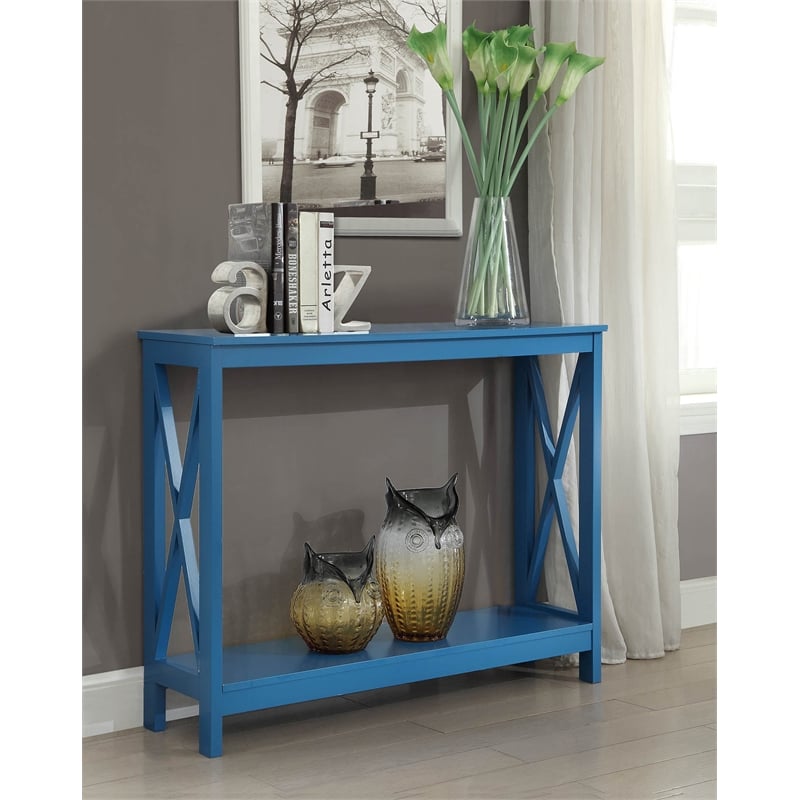 Home Square 2 Piece Wood Console Table Set in Blue