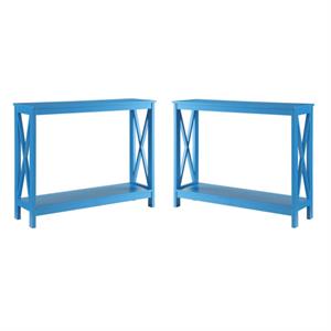 home square 2 piece wood console table set in blue