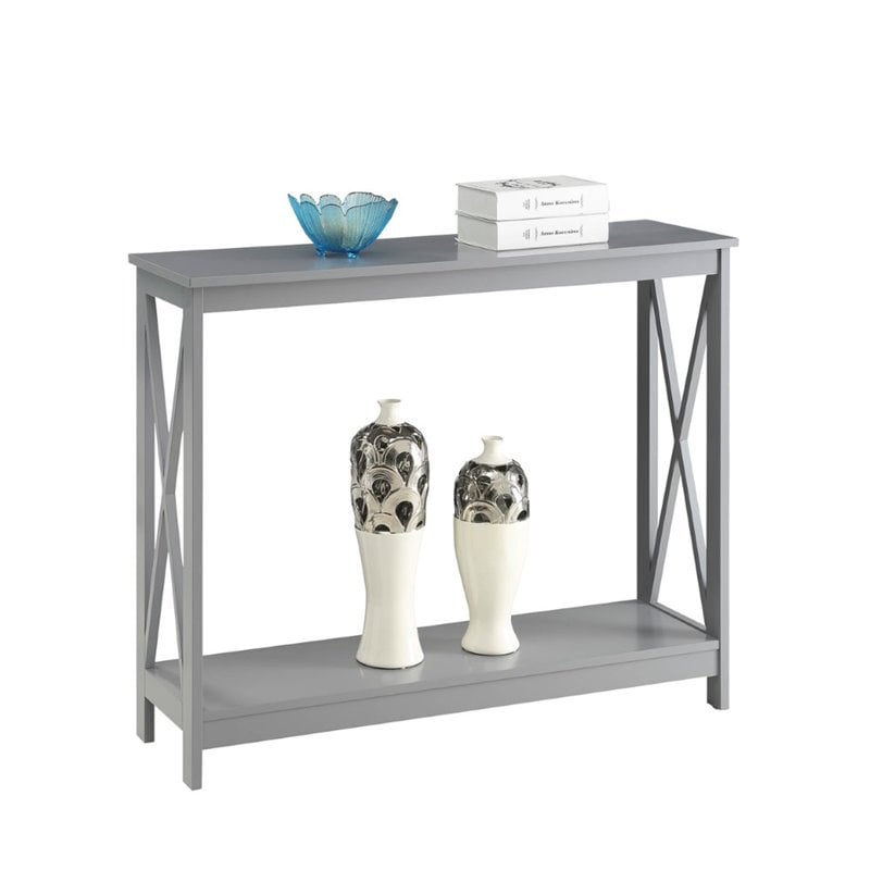 Home Square 2 Piece Wood Console Table Set in Gray