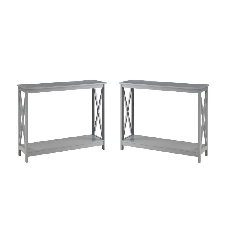 Home Square 2 Piece Wood Console Table Set in Gray