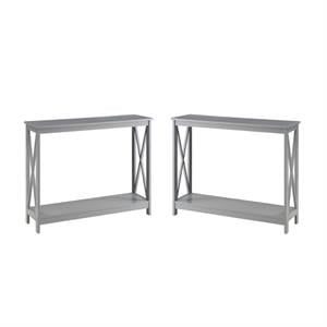 Home Square 2 Piece Wood Console Table Set in Gray