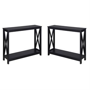 home square 2 piece rectangular console table set in black