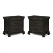 Home Square Traditional 3 Drawer Wood Nightstand Set in Peppercorn (Set of 2)