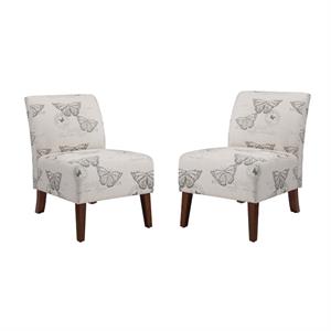 home square 2 piece butterfly upholstered wood slipper chair set in gray