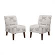 Home Square 2 Piece Butterfly Upholstered Wood Slipper Chair Set in Gray