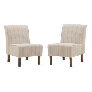 home square 2 piece stripe upholstered wood slipper chair set in gray