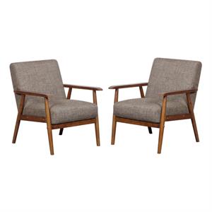 home square 2 piece wood frame accent chair set in brown