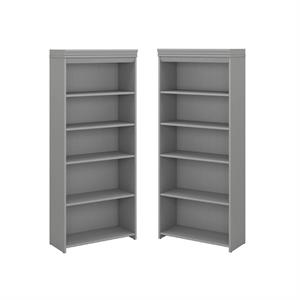 home square 5 shelf engineered wood bookcase set in cape cod gray (set of 2)