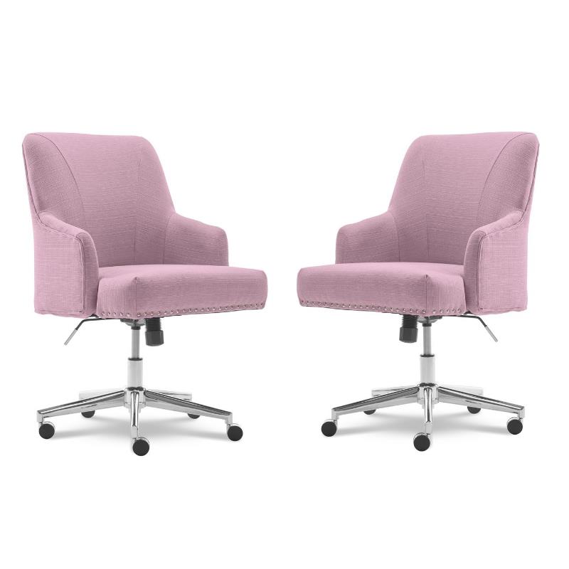 Home Square 2 Piece Leighton Fabric Home Office Chair Set in Lilac Purple