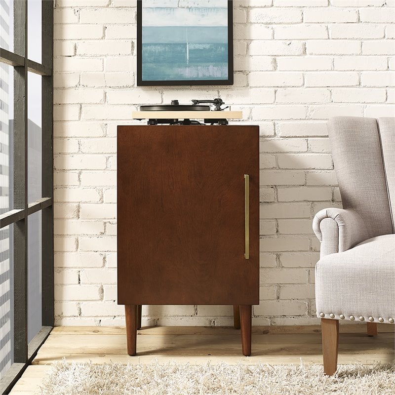 Home Square 2 Piece Record Player Stand Set in Mahogany