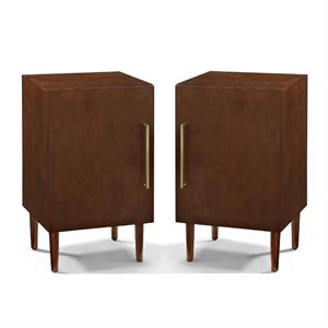 home square 2 piece record player stand set in mahogany