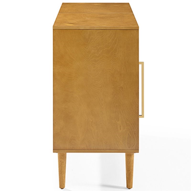 Home Square 2 Piece Wood Record Player Stand Set in Acorn