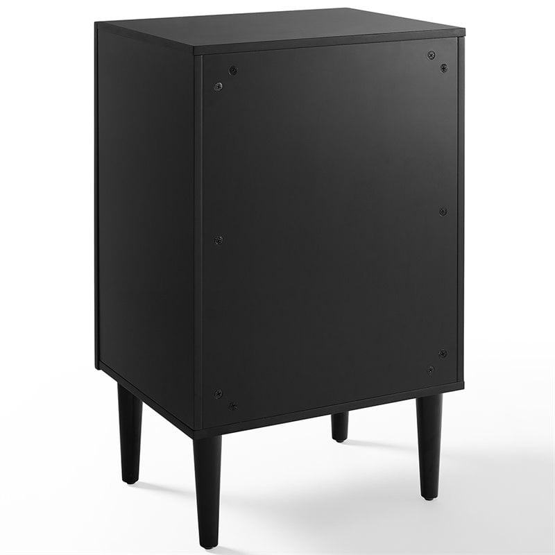 Home Square 2 Piece Wood Record Player Stand Set in Matte Black