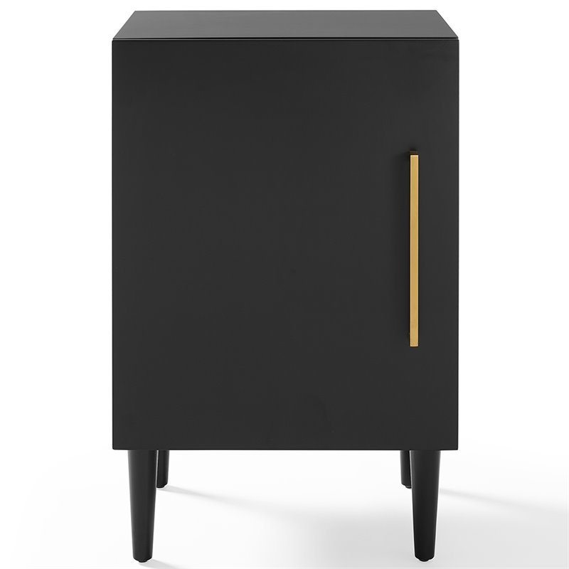 Home Square 2 Piece Wood Record Player Stand Set in Matte Black