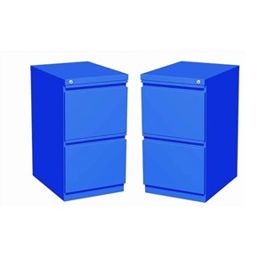 Home Square 2 Piece Deep Metal Mobile Pedestal 2-Drawer File/File Set in Blue