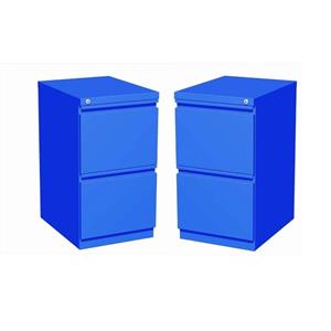 home square 2 piece deep metal mobile pedestal 2-drawer file/file set in blue