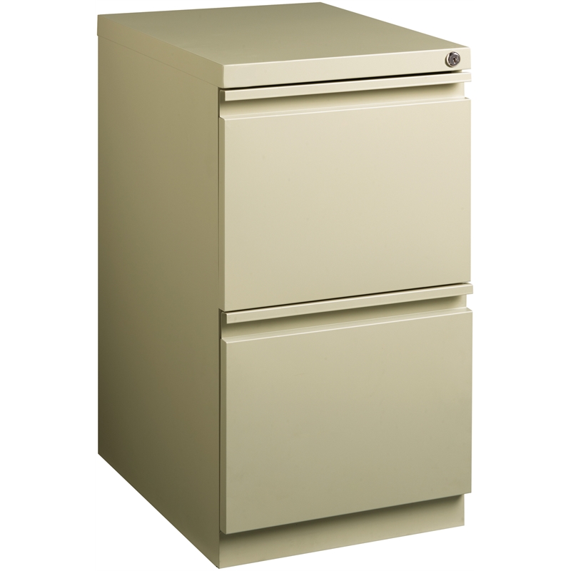 Home Square 2 Piece Deep Metal Mobile Pedestal 2-Drawer File/File Set in Beige