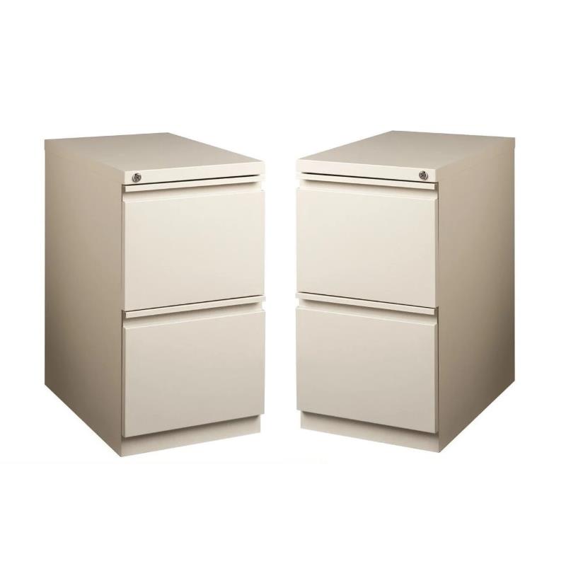Home Square 2 Piece Deep Metal Mobile Pedestal 2-Drawer File/File Set in Beige