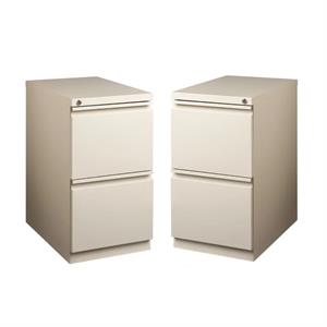 Home Square 2 Piece Deep Metal Mobile Pedestal 2-Drawer File/File Set in Beige