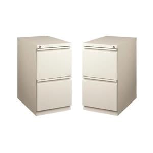 Home Square Mobile Pedestal 2-Drawer Filing Cabinet Set in Light Gray (Set of 2)