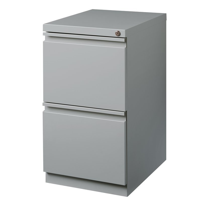 Home Square Mobile Pedestal 2-Drawer Filing Cabinet Set in Silver (Set of 2)
