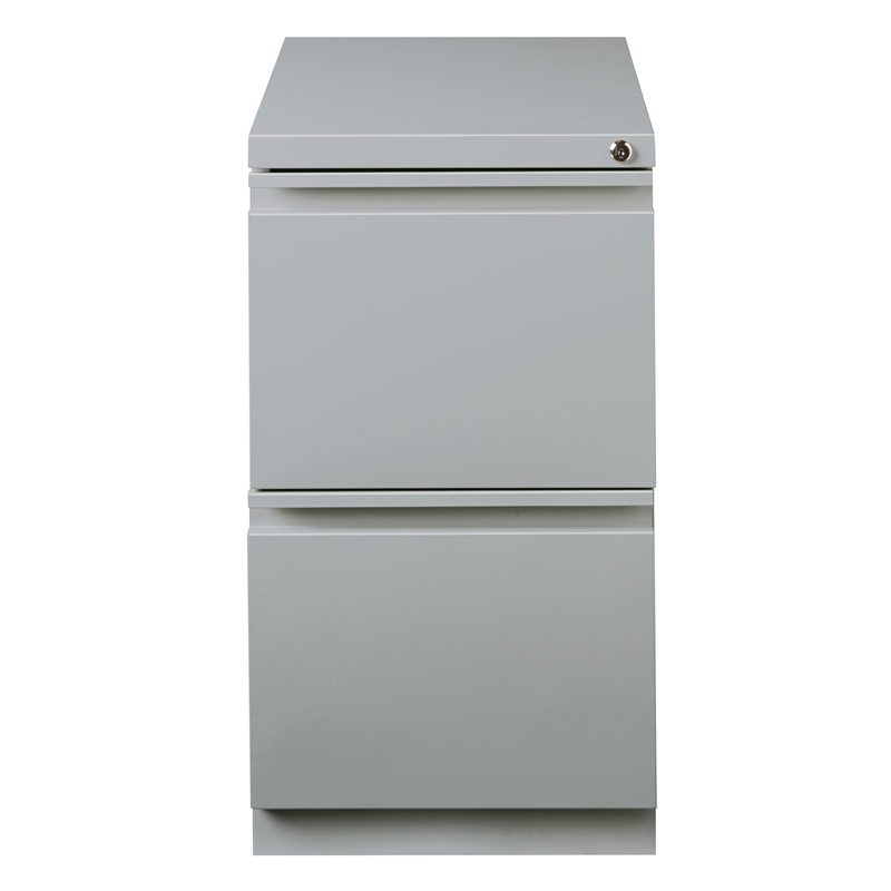 Home Square Mobile Pedestal 2-Drawer Filing Cabinet Set in Silver (Set of 2)