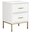 Home Square Two Drawer Wood Nightstand Set in White (Set of 2)