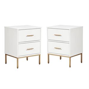 home square two drawer wood nightstand set in white (set of 2)