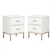 Home Square Two Drawer Wood Nightstand Set in White (Set of 2)