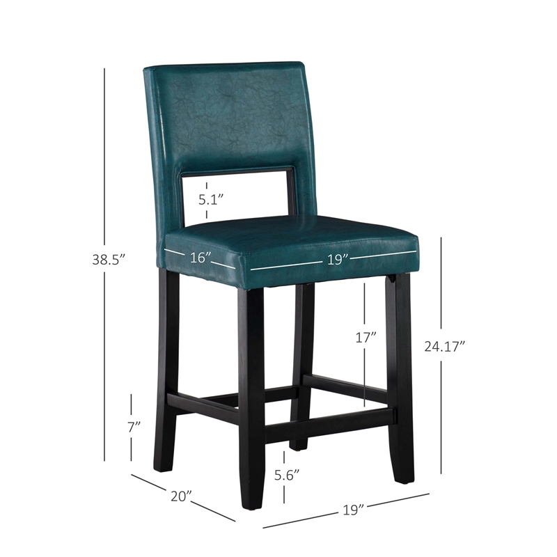 Home Square 2 Piece Wood Counter Stool Set in Agean Blue