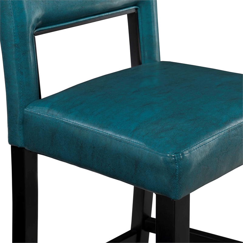 Home Square 2 Piece Wood Counter Stool Set in Agean Blue