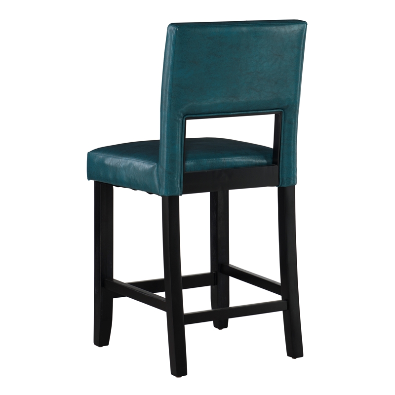 Home Square 2 Piece Wood Counter Stool Set in Agean Blue