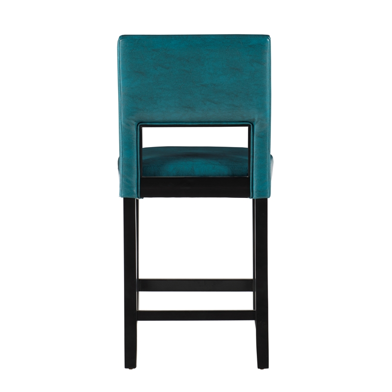 Home Square 2 Piece Wood Counter Stool Set in Agean Blue