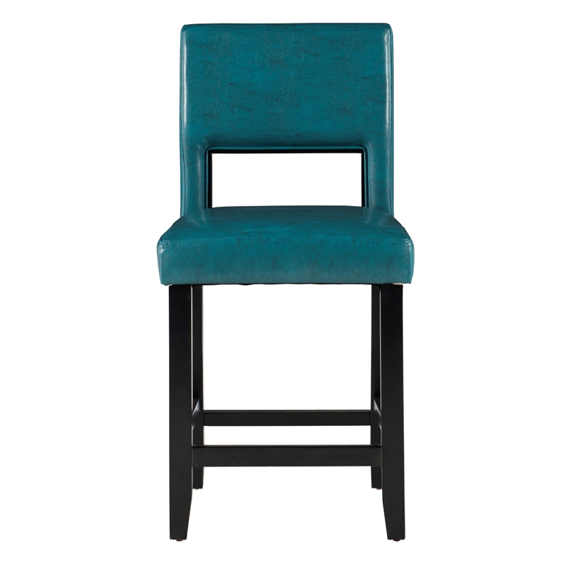 Home Square 2 Piece Wood Counter Stool Set in Agean Blue