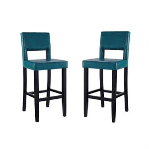 Home Square 2 Piece 30&quot Height Wood Bar Stool Set in Agean Blue