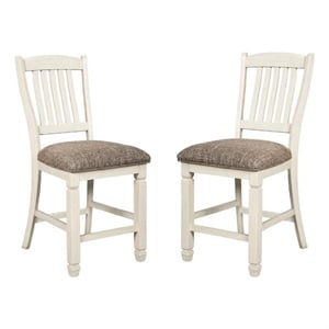 Home Square 2 Piece Wood Counter Height Stool Set in Antique White