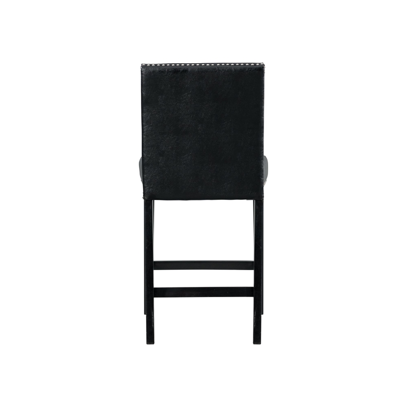 Home Square 2 Piece Faux Leather Counter Height Side Chair Set in Black