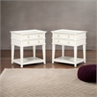 Home Square 2-Drawer Tray Top Wood Nightstand Set in White (Set of 2)