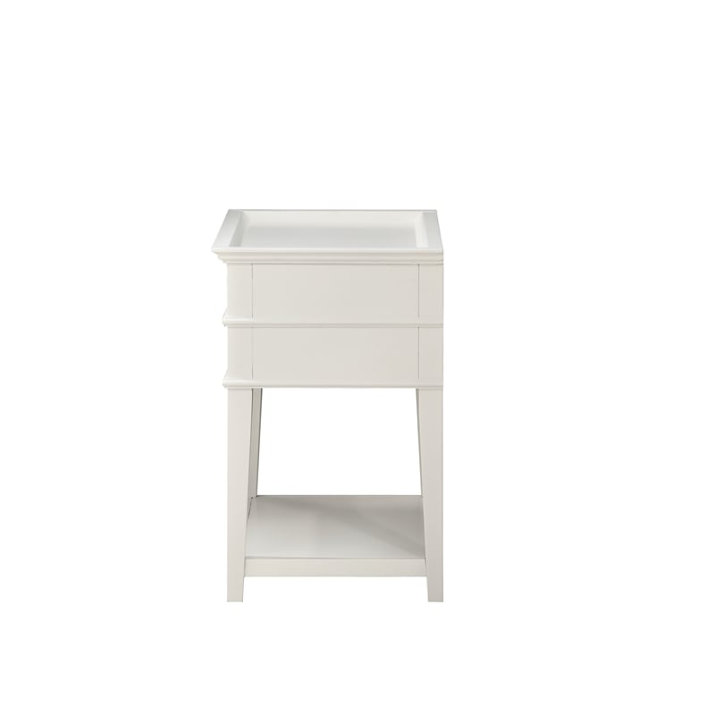 Home Square 2-Drawer Tray Top Wood Nightstand Set in White (Set of 2)