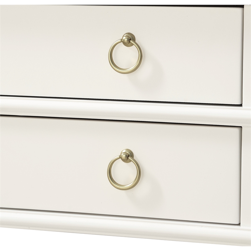 Home Square 2-Drawer Tray Top Wood Nightstand Set in White (Set of 2)