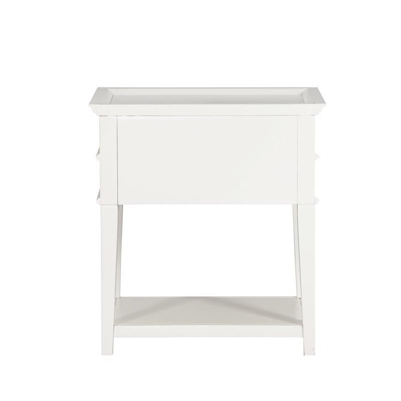 Home Square 2-Drawer Tray Top Wood Nightstand Set in White (Set of 2)