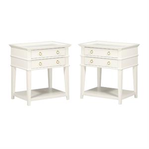 home square 2-drawer tray top wood nightstand set in white (set of 2)