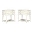 Home Square 2-Drawer Tray Top Wood Nightstand Set in White (Set of 2)